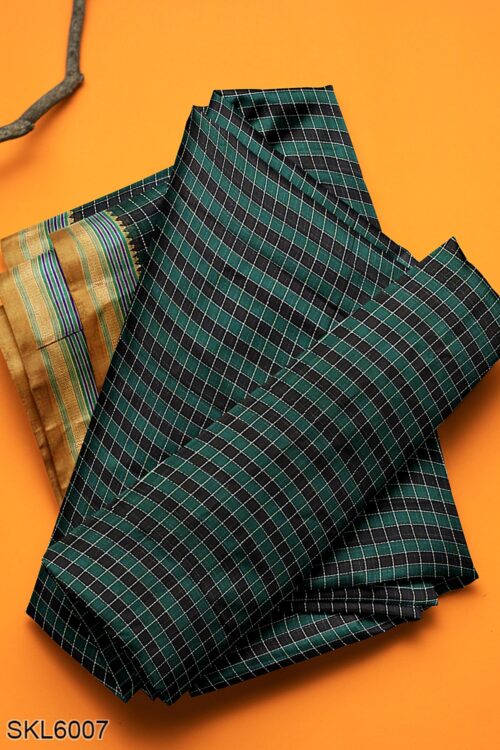 ILKAL COTTON SMALL CHECKS SAREE WITH THODA PARAS BORDER