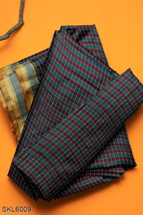 ILKAL COTTON SMALL CHECKS SAREE WITH THODA PARAS BORDER