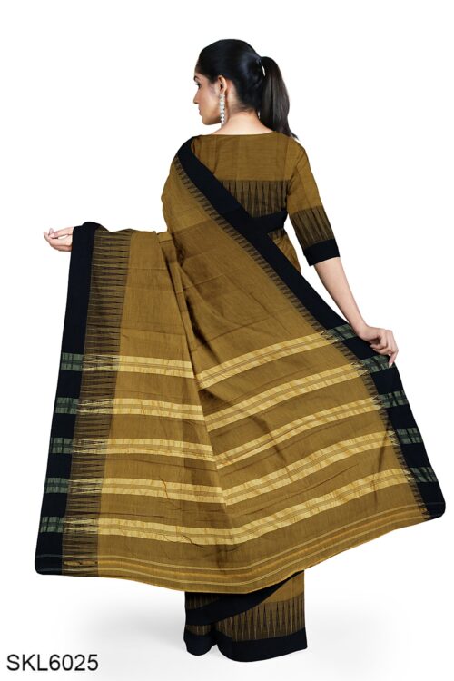 NARAYAN PETH PLAIN MASRISE COTTON SAREE WITH PATTI PALLU