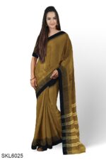 NARAYAN PETH PLAIN MASRISE COTTON SAREE WITH PATTI PALLU