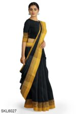 NARAYAN PETH PLAIN MASRISE COTTON SAREE WITH PATTI PALLU