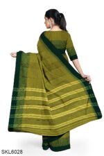 NARAYAN PETH PLAIN MASRISE COTTON SAREE WITH PATTI PALLU