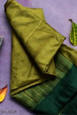 NARAYAN PETH PLAIN MASRISE COTTON SAREE WITH PATTI PALLU
