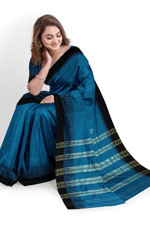 NARAYAN PETH PLAIN MASRISE COTTON SAREE WITH PATTI PALLU