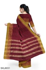 NARAYAN PETH PLAIN MASRISE COTTON SAREE WITH PATTI PALLU