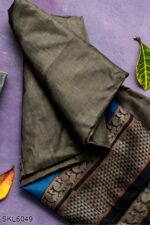 NARAYAN PETH PLAIN COTTON SAREE WITH PATTI PALLU