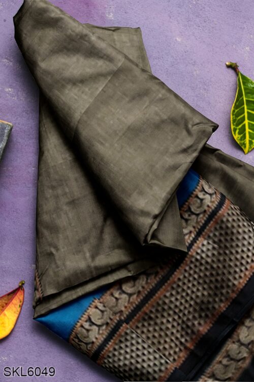 NARAYAN PETH PLAIN COTTON SAREE WITH PATTI PALLU