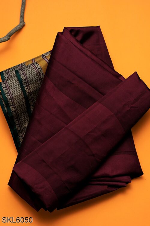 NARAYAN PETH PLAIN COTTON SAREE WITH PATTI PALLU