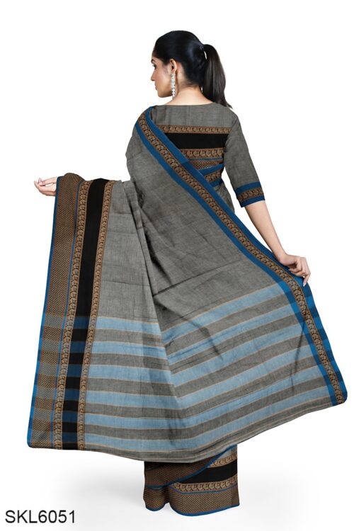 NARAYAN PETH PLAIN COTTON SAREE WITH PATTI PALLU