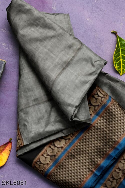 NARAYAN PETH PLAIN COTTON SAREE WITH PATTI PALLU