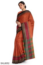 NARAYAN PETH PLAIN COTTON SAREE WITH PATTI PALLU