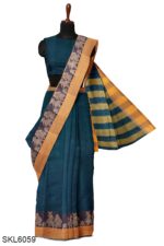 NARAYAN PETH PLAIN COTTON SAREE WITH PATTI PALLU