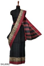 NARAYAN PETH PLAIN COTTON SAREE WITH PATTI PALLU
