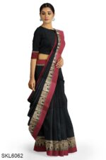 NARAYAN PETH PLAIN COTTON SAREE WITH PATTI PALLU