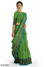 NARAYAN PETH PLAIN COTTON SAREE WITH PATTI PALLU