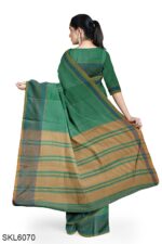 NARAYAN PETH PLAIN COTTON SAREE WITH PATTI PALLU
