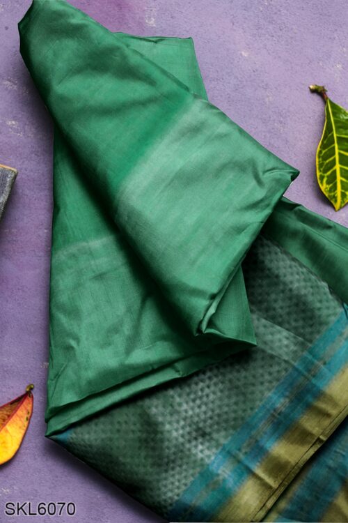 NARAYAN PETH PLAIN COTTON SAREE WITH PATTI PALLU