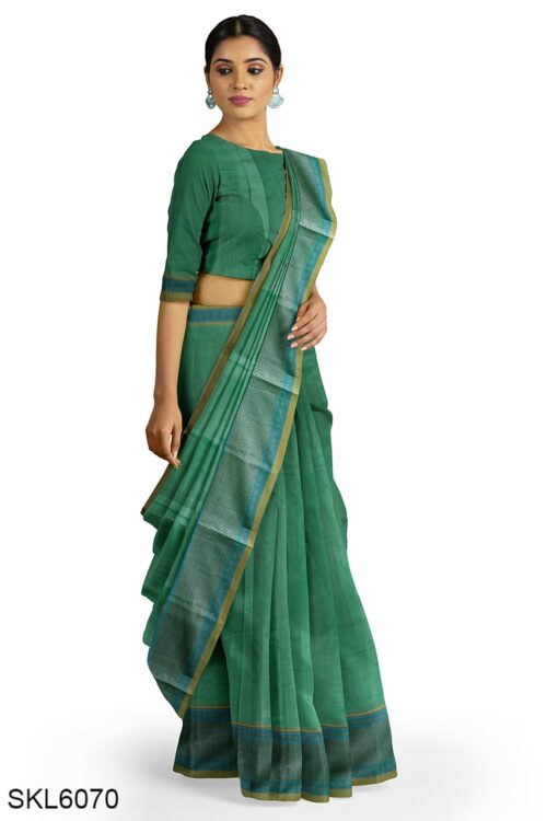 NARAYAN PETH PLAIN COTTON SAREE WITH PATTI PALLU