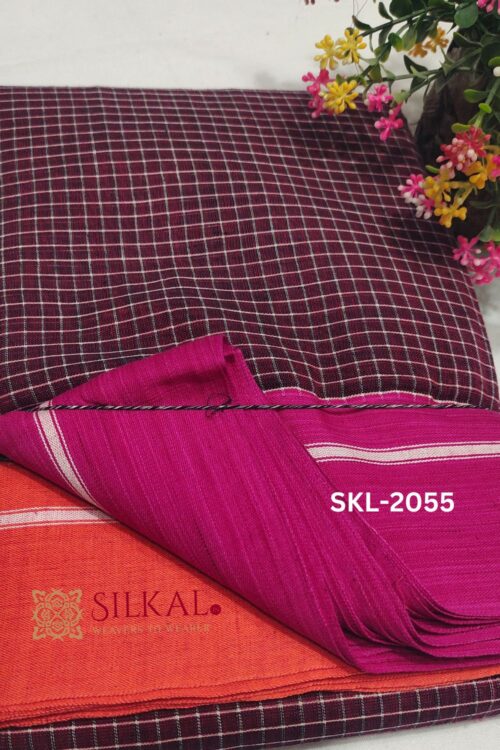 Patteda Anchu Checks with Plain Border