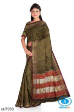 ILKAL COTTON PLAIN SAREE WITH CHIKKI PARAS BORDER