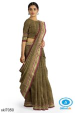 ILKAL COTTON PLAIN SAREE WITH CHIKKI PARAS BORDER