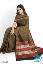 ILKAL COTTON PLAIN SAREE WITH CHIKKI PARAS BORDER