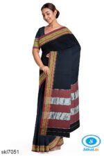 ILKAL COTTON PLAIN SAREE WITH CHIKKI PARAS BORDER