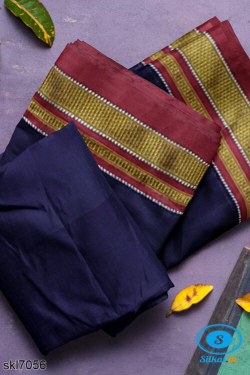 ILKAL COTTON PLAIN SAREE WITH CHIKKI PARAS BORDER