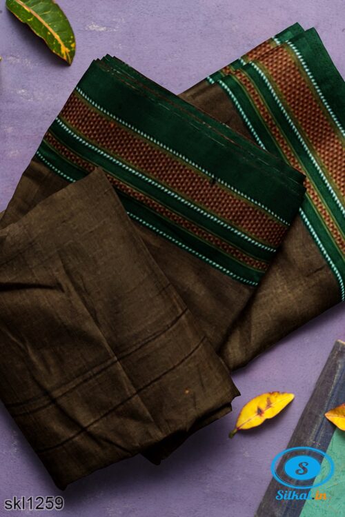 ILKAL SILK PLAIN CHIKKI BORDER SAREE