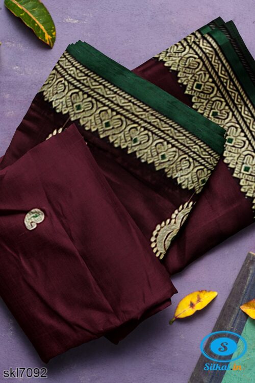 ILKAL COTTON PLAIN BUTTHA SAREE
