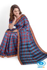BANAHATTI BIG CHEKS COTTON SAREE WITH TEMPPAL BORDER