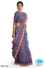 BANAHATTI BIG CHEKS COTTON SAREE WITH TEMPPAL BORDER
