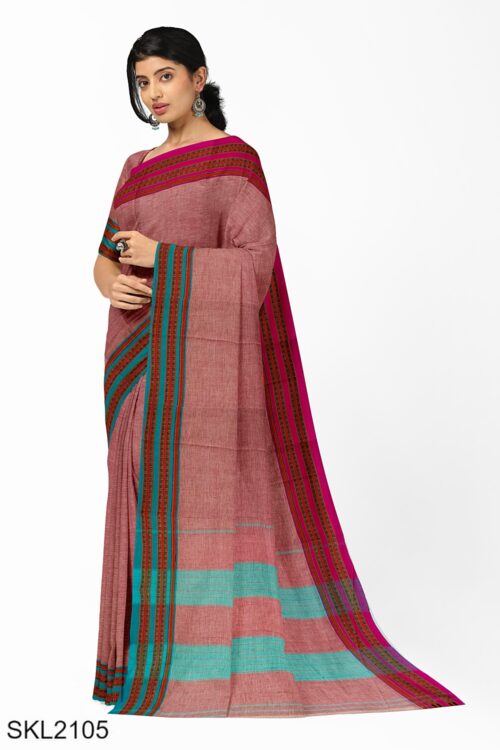 PATTEDA ANCHU PURE COTTON HANDWOVEN SAREE WITH GAADI DADI BORDER