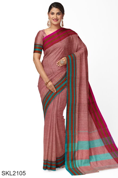 PATTEDA ANCHU PURE COTTON HANDWOVEN SAREE WITH GAADI DADI BORDER