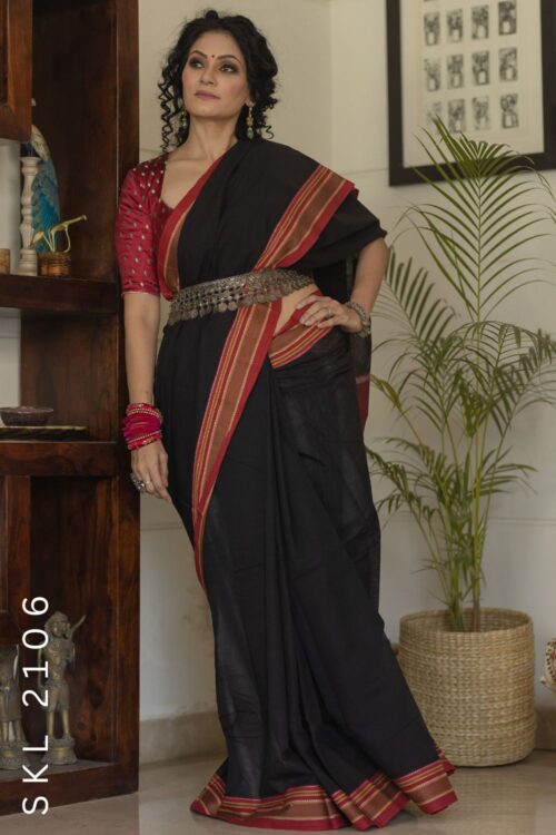 PATTEDA ANCHU PURE COTTON HANDWOVEN SAREE WITH CHICCKI PARAS BORDER