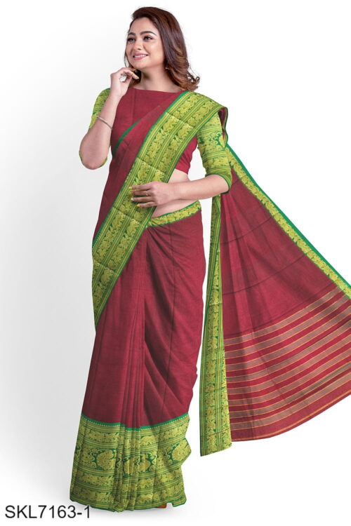 SKL7163 - Banahatti Marcerised Cotton Big Border Saree