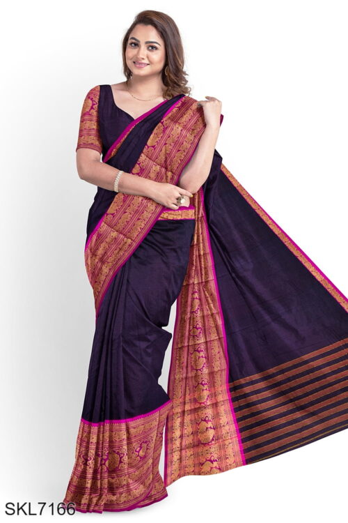 Banahatti Marcerised Cotton Big Border Saree