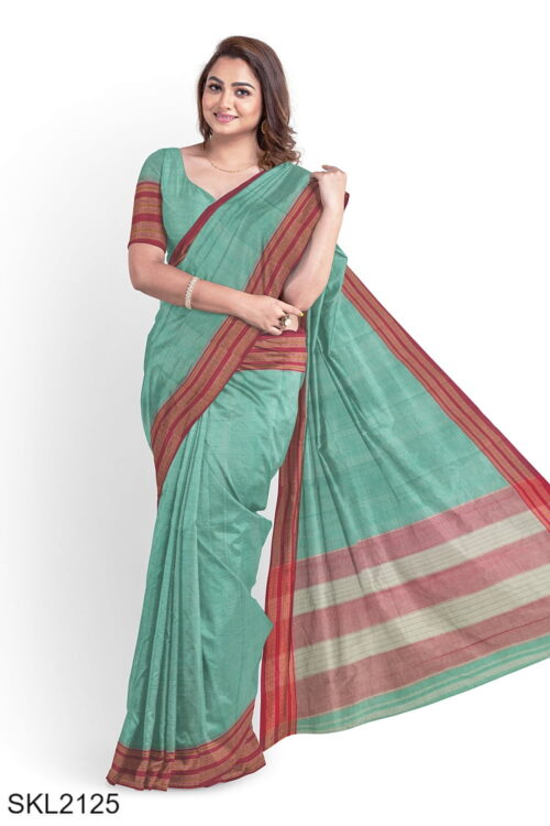 Patteda Anchu Pure Cotton With Gaadi Dhadi Border Saree