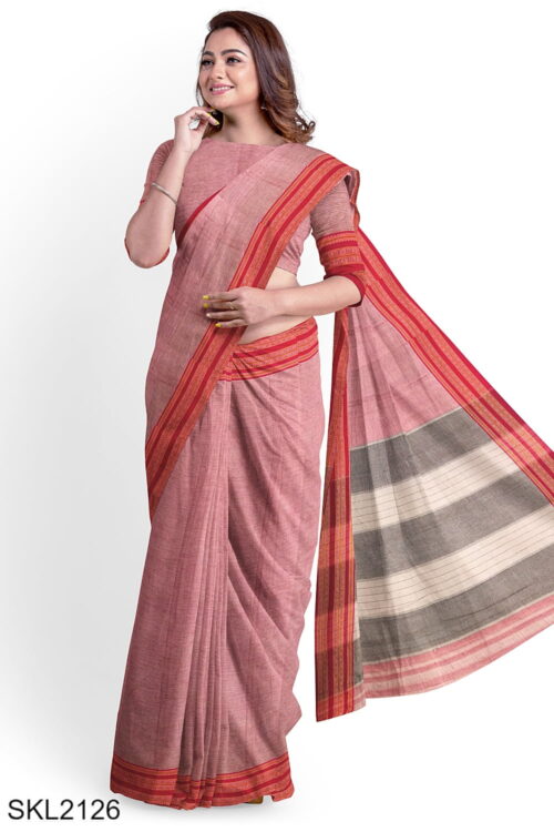 Patteda Anchu Pure Cotton With Gaadi Dhadi Border Saree