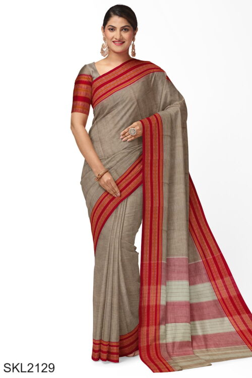 Patteda Anchu Pure Cotton With Gaadi Dhadi Border Saree