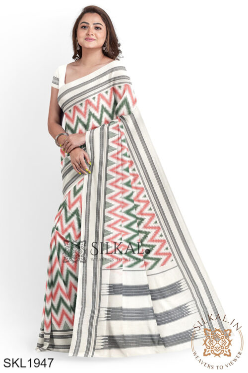 Flag color Handloom Cotton Saree