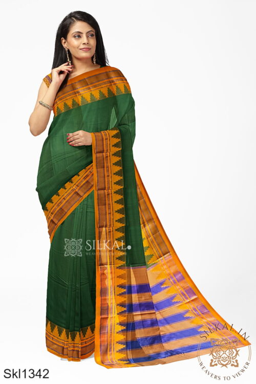 Ilkal Temple Borde Plain Saree