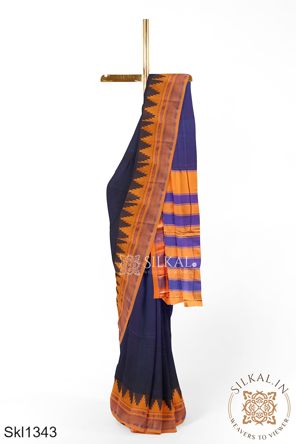 Ilkal Temple Border Plain Saree