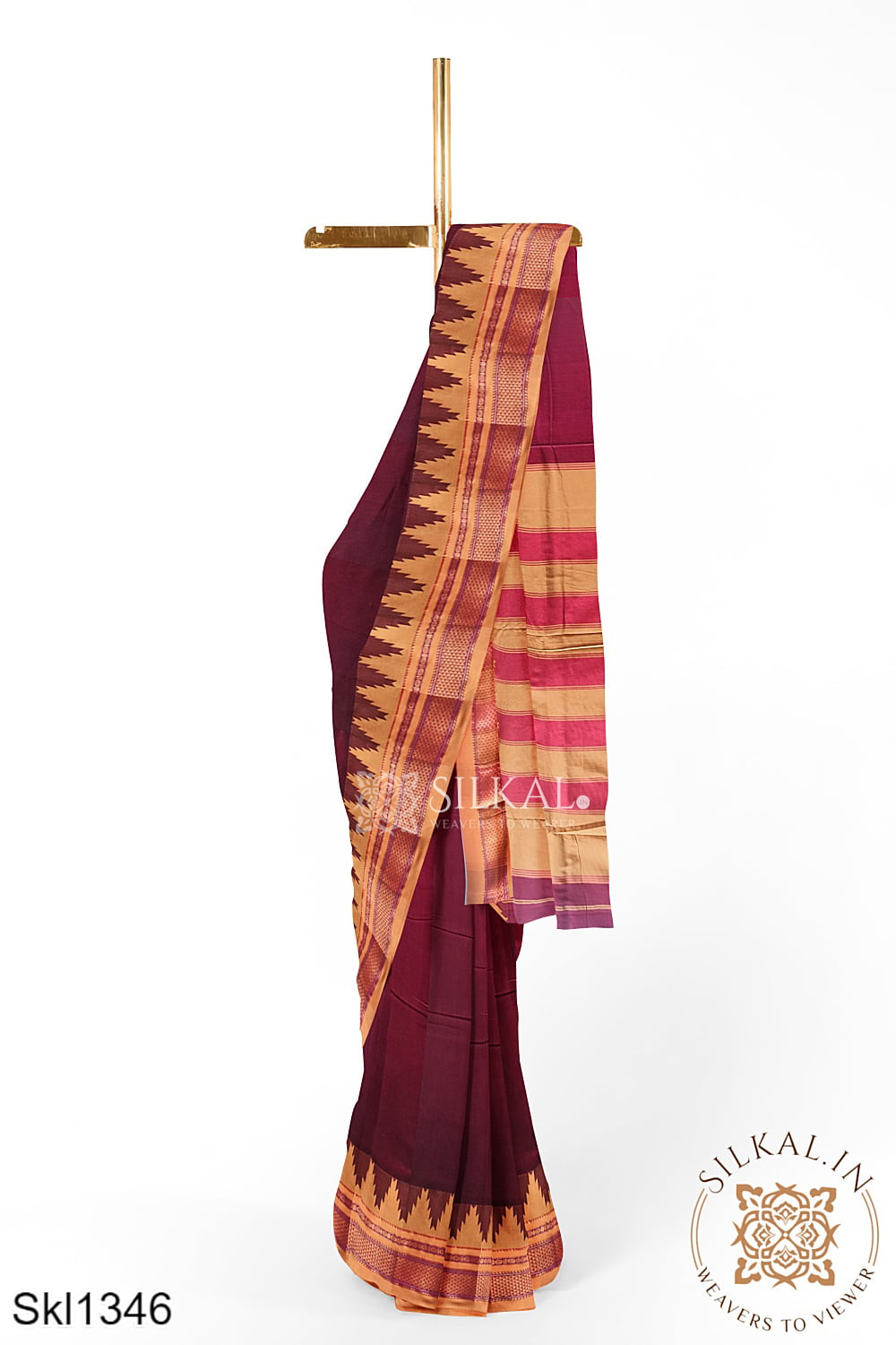 Ilkal Plain Temple Border Saree