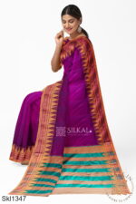 Ilkal Plain Temple Border Saree