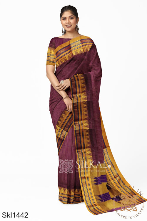 Ilkal Embossed With Mercerized Cotton Saree Skl1442 -
