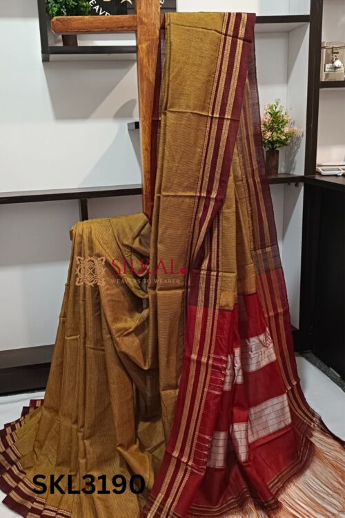 Ilkal Handloom Silk by Cotton Small Checks Bhoomi Border Saree