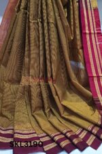 Ilkal Handloom Silk by Cotton Small Checks Bhoomi Border Saree