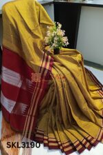 Ilkal Handloom Silk by Cotton Small Checks Bhoomi Border Saree