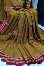 Ilkal Handloom Silk by Cotton Small Checks Bhoomi Border Saree